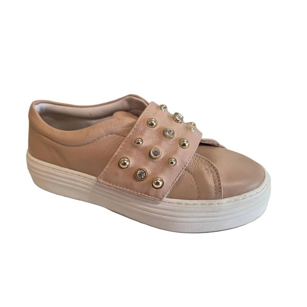 NEW VEROFATTO women's couro viena sneaker in nude